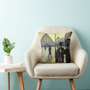 Coussin Rue de Paris par temps de pluie par Gustave Caille