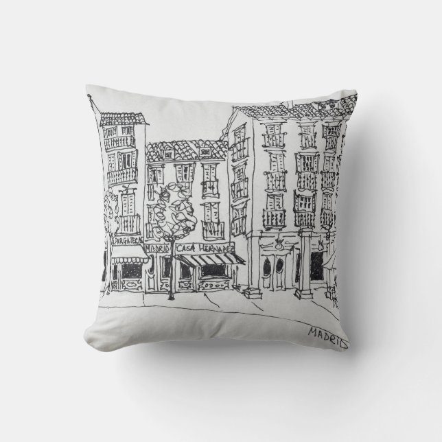Coussin Rue de Tolède rue commerçante, Madrid, Espagne (Recto)