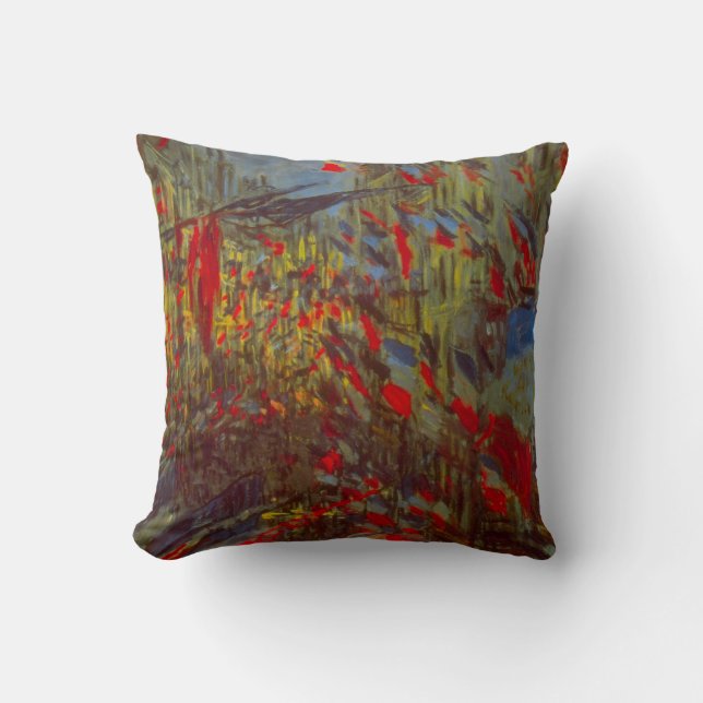 Coussin Rue Montorgueil aux drapeaux de Claude Monet (Recto)