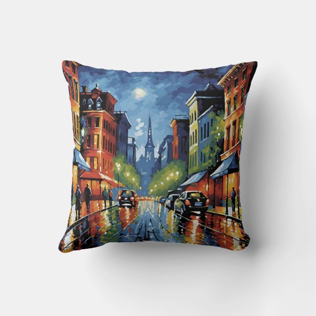 Coussin Rue Moonlit City (Verso)