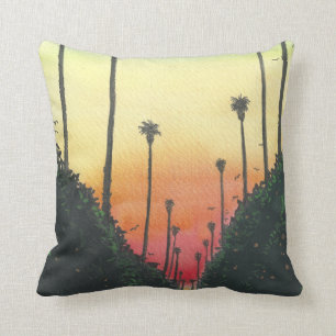 Coussin Rue rayée par paume au crépuscule