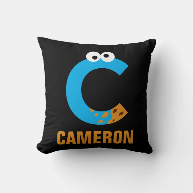 Coussin Rue Sésame | C est pour Cookie Monster (Recto)