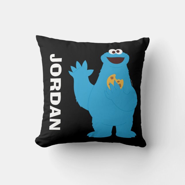 Coussin Rue Sésame | Cookie Monster personnalisé (Recto)