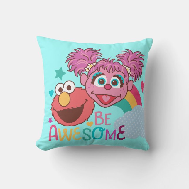 Coussin Rue Sésame | Elmo & Abby - Soyez génial (Recto)