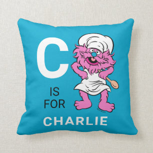 Coussin Rue Sésame   Jet de Cookie Monster personnalisé
