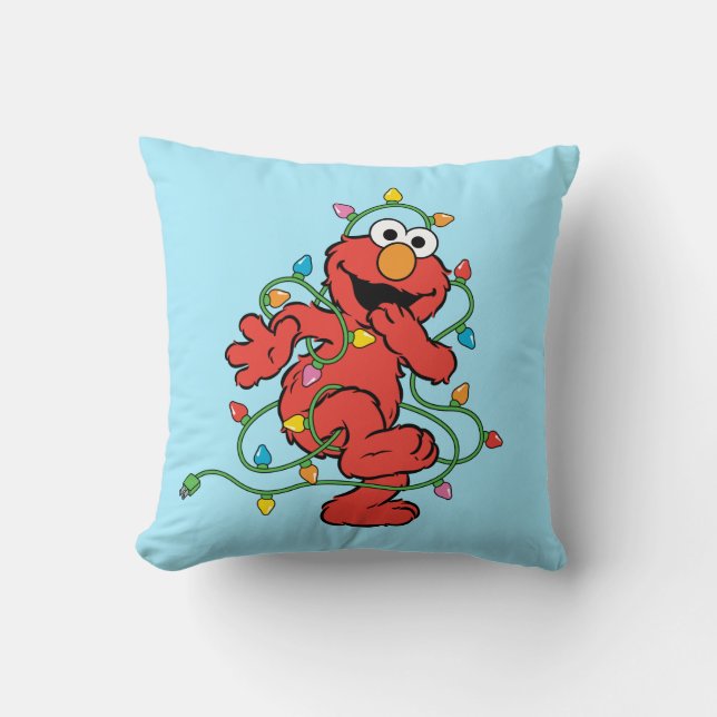 Coussin Rue Sésame | Lumières de Noël Elmo (Recto)