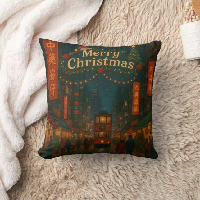 Coussin Rues de Noël merveilleuses à Hong Kong (Couverture)
