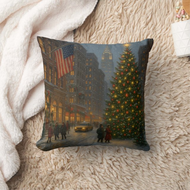 Coussin rues de noël new-yorkaises cool (Couverture)