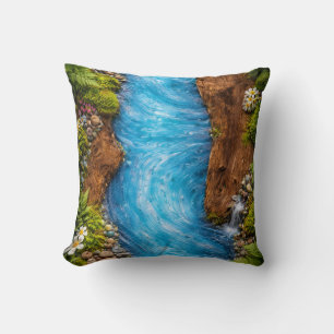 Coussin Ruisseau de forêt serein Art de l'eau de la nature