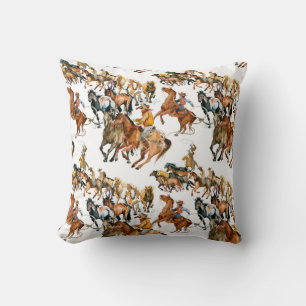 Coussin Running horses seamless pattern. American cowboy.