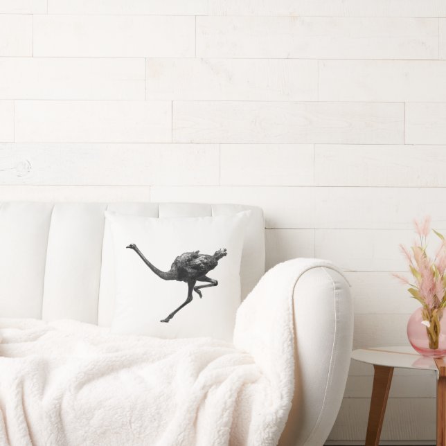 Coussin Running Ostrich Ink Sketch, Athlete Cool Oiseaux (Canapé)