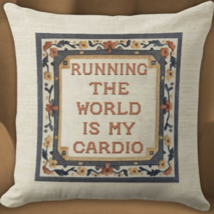 Coussin Running World Is My Cardio Faux Stitch Fitness