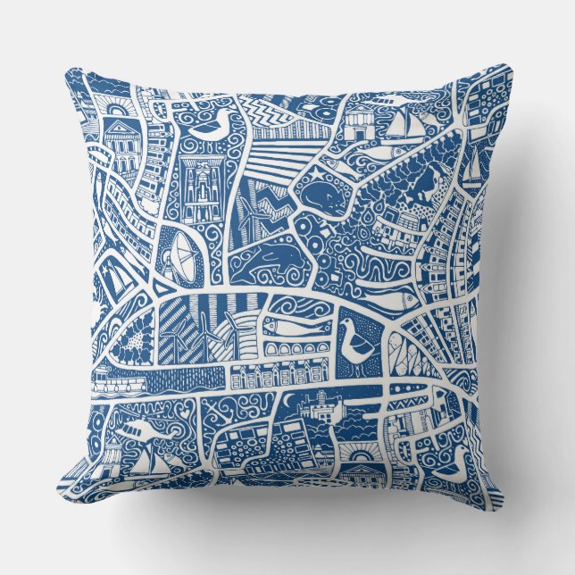 Coussin rural mer bleu (Recto)