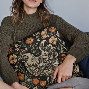 Coussin Russe Art Nouveau Agritourisme Poulet Floral Accen