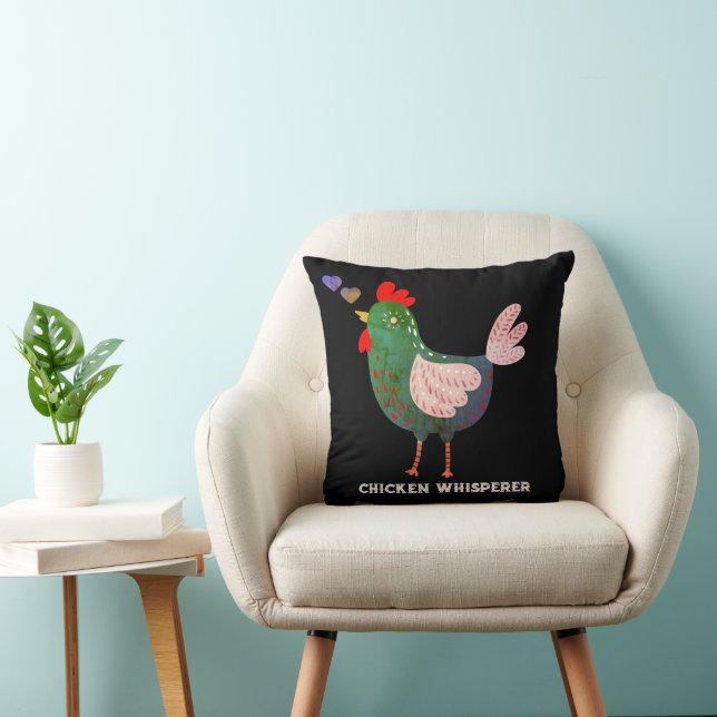 Coussin Russe Farmyard Poulet Whisperer Boho Noir (Chaise)