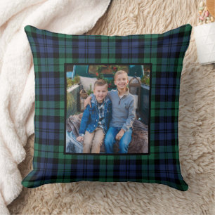 Coussin Russe Marine Green Black Watch Plaid Photo de vaca
