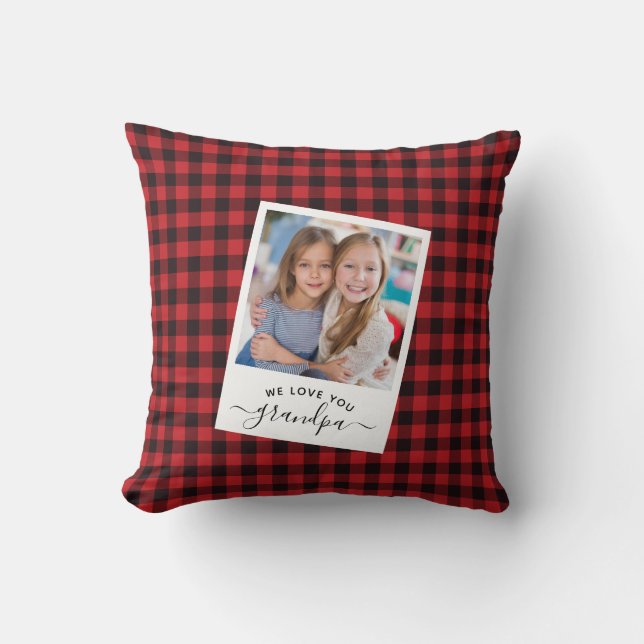 Coussin Russe moderne Nous t'aimons Grand-père Red Plaid P (Recto)