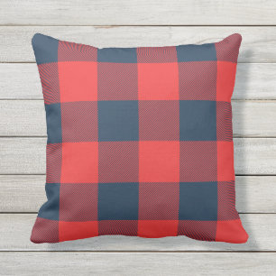 Coussin Russe Navy et Red Buffalo Check Plaid