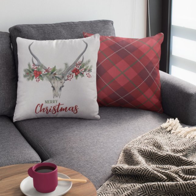 Coussin Russe Pays Reindeer Crâne Plaid Noël (Créateur téléchargé)