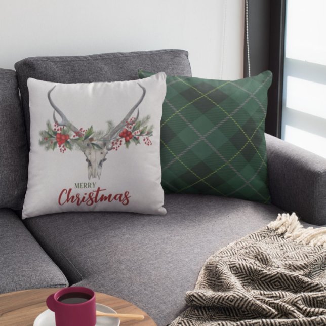 Coussin Russe Pays Reindeer Crâne Plaid Noël (Créateur téléchargé)