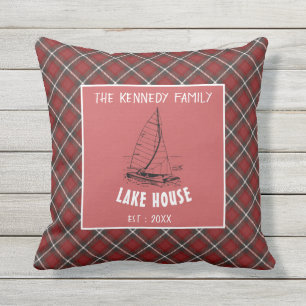 Coussin Russe Red Buffalo Plaid Nom de famille Lake House