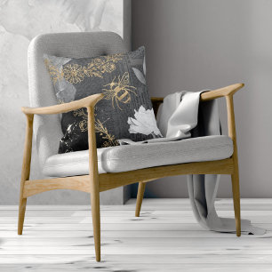 Coussin Russe Vintage miel abeilles et Floral Roses Découp