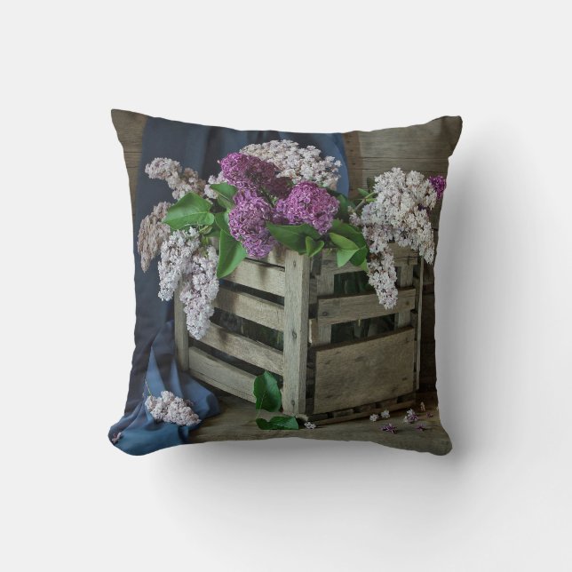 Coussin Russe violet et blanc Lilacs Photo florale (Recto)