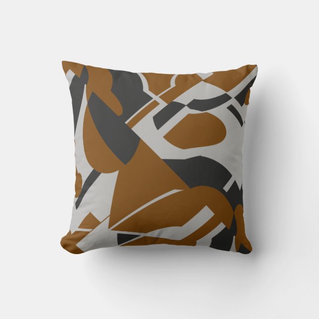 Coussin Rust Brown Gris Noir Gras Diagonal Design (Recto)