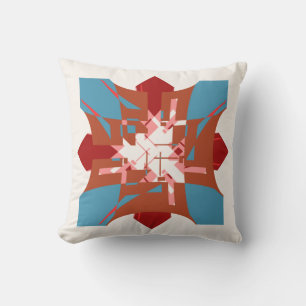 Coussin Rust Orange Bleu Rouge Abstrait Floral