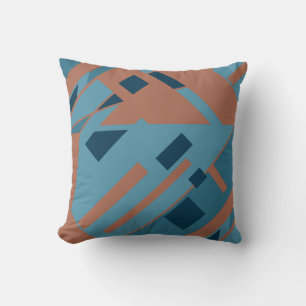 Coussin Rust Orange Bleu Tons Diagonal Art Design