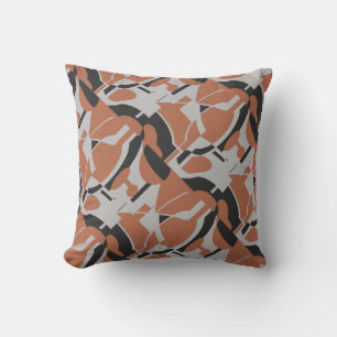 Coussin Rust Orange Gris Noir MCM Look Diagonal Art Imprim