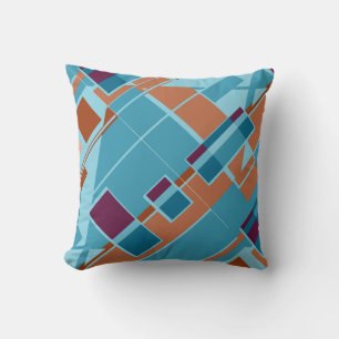 Coussin Rust Orange Turquoise Bleu Bourgogne Diagonal Desi