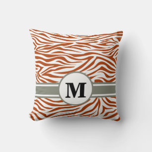 Coussin Rust Red Safari Zebra avec Monogramme