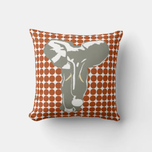 Coussin Rust Safari point avec Pop Art Elephant