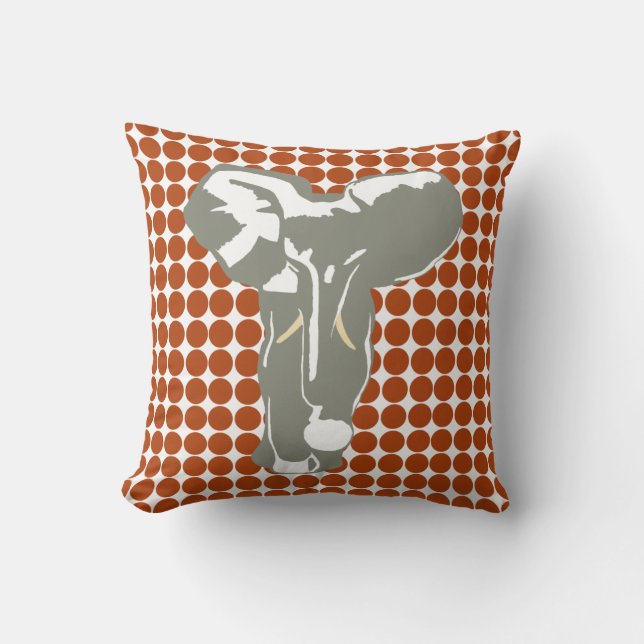 Coussin Rust Safari point avec Pop Art Elephant (Recto)