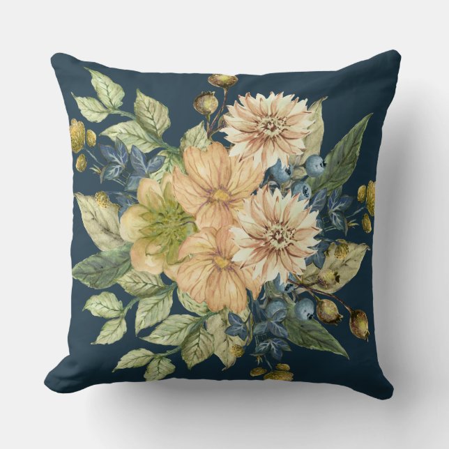 Coussin Rustic Blue Floral Farmhouse (Recto)