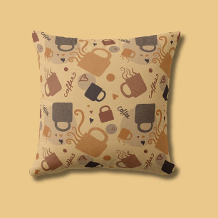 Coussin Rustic Coffee Love - Mug and Heart Motif
