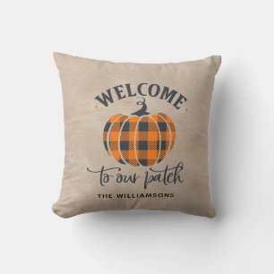 Coussin Rustic Country Citrouille Fall Nom de famille
