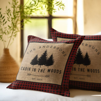 Coussin Rustic Country Family Nom Cabin dans les Woods