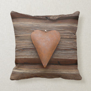 Coussin Rustic Country Log Cabine Bois Coeur Jeter Oreille