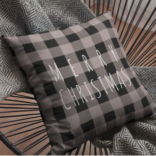 Coussin Rustic Country Plaid Joyeux Noël