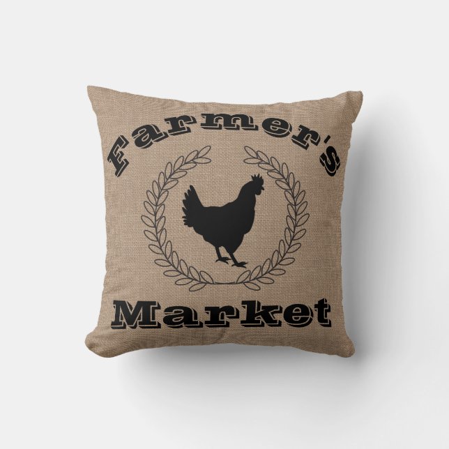 Coussin Rustic Farmer's Market Black Laurels & Hen (Recto)