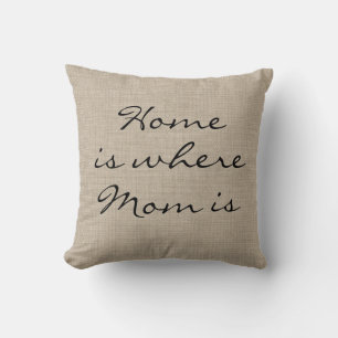 Coussin Rustic Freehand Home est l'endroit où maman est Co