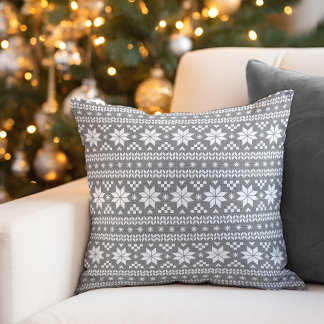 Coussin Rustic Grey Fair Isle Holiday Jeu d'oreiller