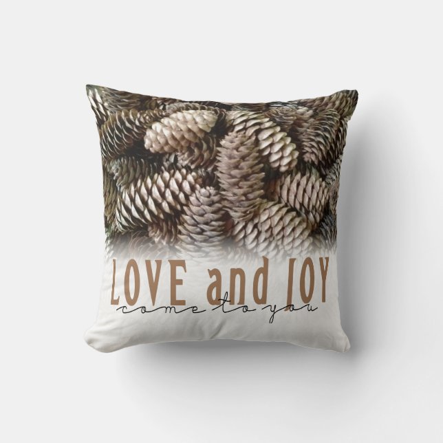 Coussin Rustic Holiday Love and Joy Pine Cone (Recto)