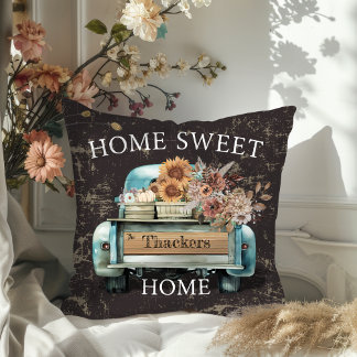Coussin Rustic Home Sweet Home Camion Vintage Automne Fleu