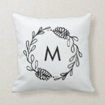 Coussin Rustic Laurel Ferme Pinecone Monogrammé<br><div class="desc">Rustic Laurel Farmhouse Pinecone Monogrammed Jeu d'oreiller avec un arrière - plan de burlap naturel. Une jolie touche de ferme pour vos vacances et décor d'hiver.</div>