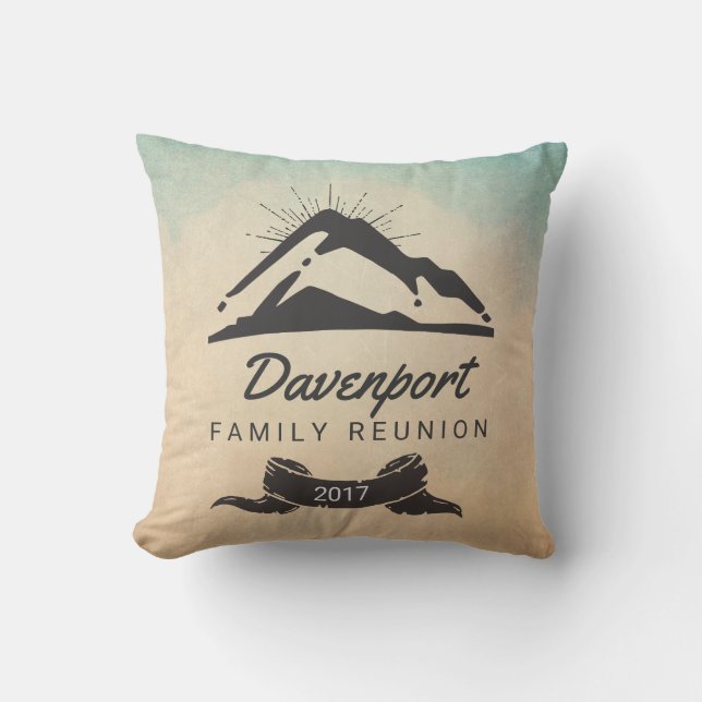 Coussin Rustic Mountain Illustration Réunion de famille (Recto)