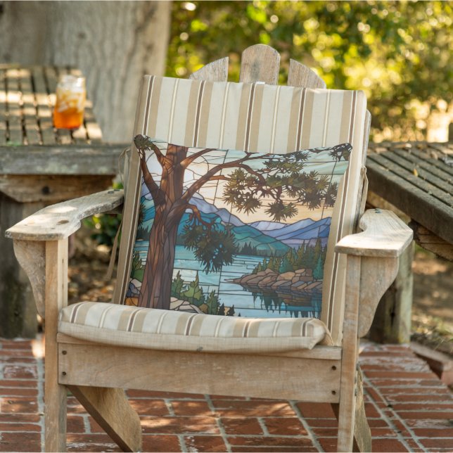 Coussin Rustic mountain range landscape stain glass  (Chaise)