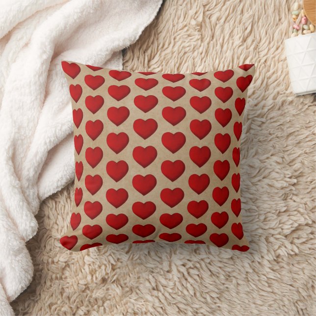 Coussin Rustic Red Heart Motif Saint Valentin (Couverture)